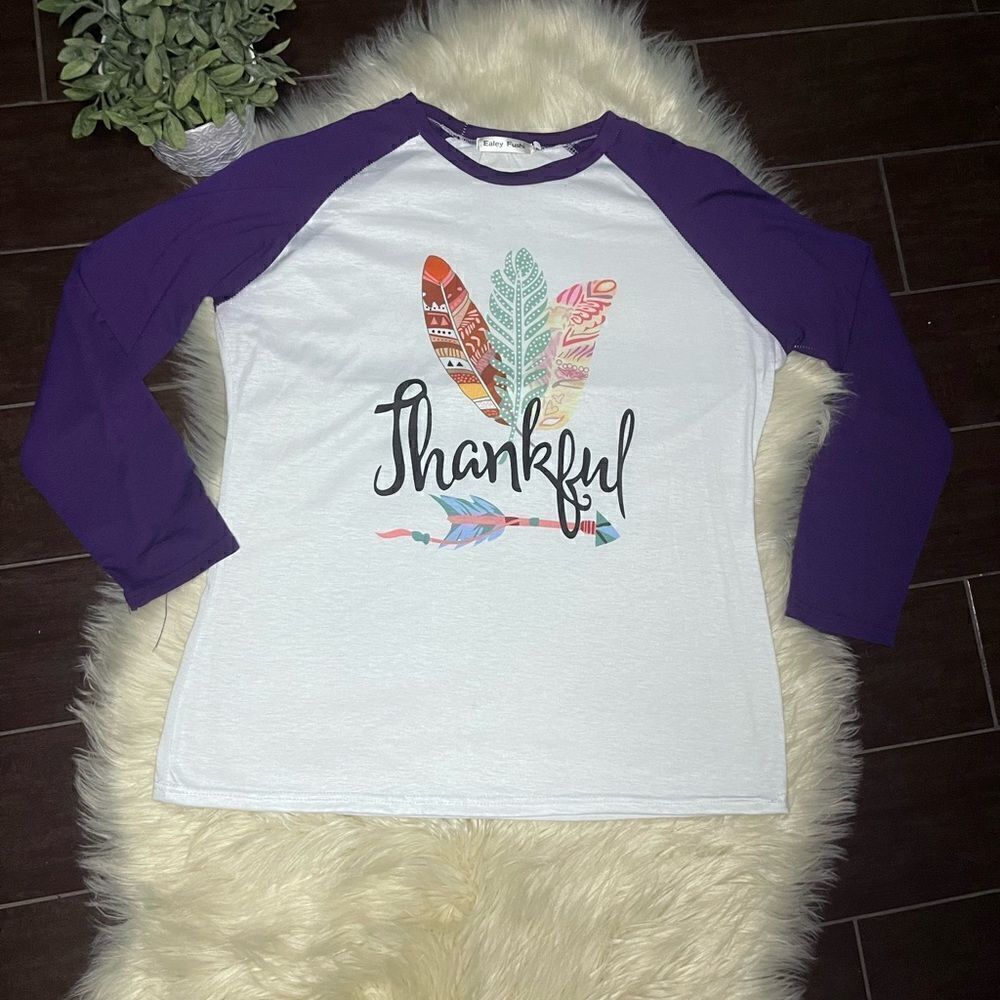Thanksgiving baseball cut 3/4 sleeve tee sz 1XL